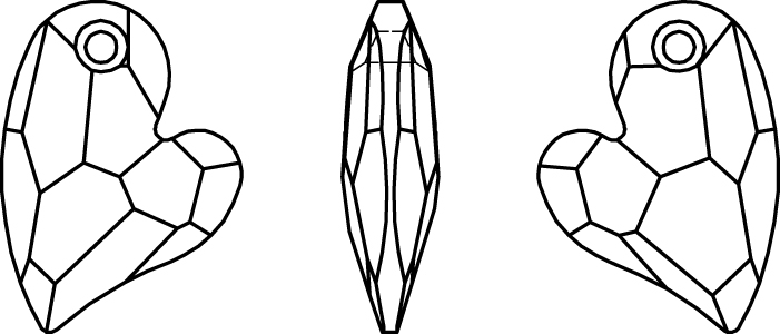 Swarovski Crystal Pendants - 6261 - Devoted 2 U Heart - Designer Edition Line Drawing